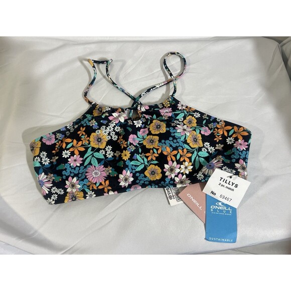O'NEILL Womens G Highneck Black Floral Set Top & Bottom Sz 14NWT